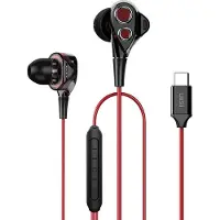 UiiSii C8 Rood - USB Type C Connectie - Hi-Res Professionele Oortjes met Dual Dynamic Drivers van 6mm