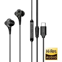 UiiSii C8 Zwart - USB Type C Connectie - Hi-Res Professionele Oortjes met Dual Dynamic Drivers van 6mm
