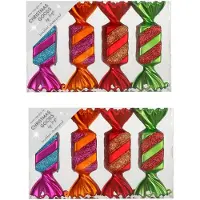 Merkloos 8x stuks kunststof kersthangers snoepjes gekleurd 10,5 cm kerstornamenten - Kersthangers