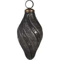 Clayre & Eef Kerstbal Overig Ø 6x11 cm Zwart Grijs Glas Kerstballen