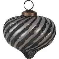 Clayre & Eef Kerstbal Overig Ø 10x9 cm Zwart Grijs Glas Kerstballen