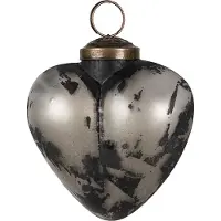 Clayre & Eef Kerstbal Overig Ø 8x4x8 cm Grijs Glas Kerstballen