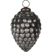Clayre & Eef Kerstbal Overig Ø 8x11 cm Zwart Grijs Glas Kerstballen