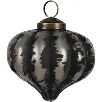 Clayre & Eef Kerstbal Overig Ø 8x8 cm Zwart Grijs Glas Kerstballen