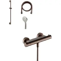Hotbath Ace Glijstangset - 3 Standen Handdouche - Geborsteld Koper PVD - Messing - Kranen, Douchekranen, Douchesets, Opbouw Douchesets, Glijstangsets - Kranen, Douchekranen, Douchesets, Opbouw