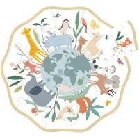 Vilac Houten puzzel - - Rond de wereld - 24 stukken - 30 x 30 cm - Voor kinderen van 2 tot 4 jaar