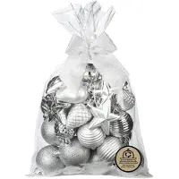 Merkloos Inge Christmas kerstballen en hangers -30x -kunststof -zilver - Kerstbal