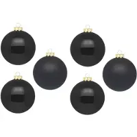 Merkloos Inge Christmas grote kerstballen - 6x - zwart - 10 cm - glas - Kerstbal