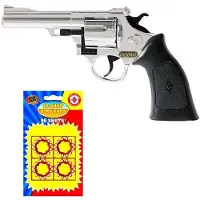 Merkloos Speelgoed revolver pistool voor 12 plaffertjes schoten - Verkleedattributen