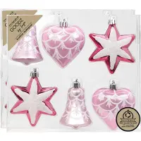 Merkloos Inge Christmas kerstornamenten figuurtjes - 12x stuks - roze - 9 cm - Kersthangers
