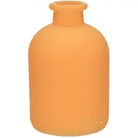 Merkloos Jodeco Bloemenvaas Avignon - Fles model - glas - mat oranje - H17 x D11 cm - Vazen