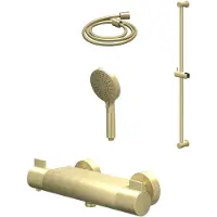 Ivy Aia Pact Glijstangset - 3 Standen Handdouche - Geborsteld Mat Goud PVD - Messing - Kranen, Douchekranen, Douchesets, Opbouw Douchesets, Glijstangsets - Kranen, Douchekranen, Douchesets, Opbouw
