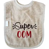 Funnies Crème slab met "Super Oom" - kraamcadeautje, cadeautje, babyshower, verjaardag, nieuwtje, slabbetje, slabbertje, slabje