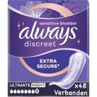 Always Discreet Verband Voor Urineverlies - Ultimate Night - Voordeelverpakking 6 x 8 stuks - 48 stuks