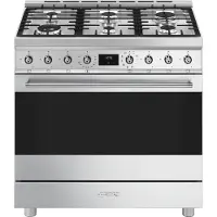 Smeg C9GMXNLK2 fornuis 6-pits gas fornuizen - rvs zuinig energieklasse A - 90 cm breed gasfornuis