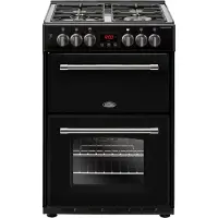 Belling Farmhouse 60 DF EU Zwart fornuis 4-pits gas fornuizen - kleur zwart zuinig beide ovens A - 60 cm breed gasfornuis | .