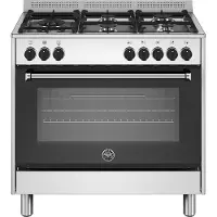 Bertazzoni MPL95L1EXE fornuis 5-pits gas fornuizen - rvs zuinig energieklasse A - 90 cm breed gasfornuis