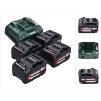 Metabo basisset 4x Li-Power accupack 18 V 4,0 Ah CAS Li-Ion accu ( 4x 625027000 ) + ASC 145 snellader ( 627378000 )