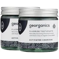Georganics Fluoride Tandpasta - Actieve Houtskool - 2 Stuks - Whitening - Essentiële Oliën - Vegan