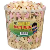 Haribo Zouten Rijen - snoep salmiak met fruitsmaak - 150 stuks silo