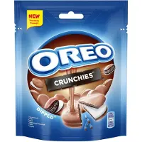 Oreo Crunchies Koekjes Chocolade Cacao met Vanille Crèmevulling met een bedekking met Melkchocoladesmaak - Doos 8 x 110g - Zakken - Koeken om uit te delen en snack