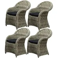 AVH-Collectie Roma dining tuinstoel naturel rotan set (4 stoelen)
