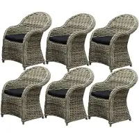 AVH-Collectie Roma dining tuinstoel naturel rotan set (6 stoelen)