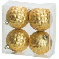 Cosy & Trendy 4x Luxe gouden kunststof kerstballen 8 cm kerstboomversiering - Kerstbal