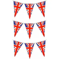 Merkloos Set van 3x stuks engeland/UK feest thema vlaggetjes 7 meter - Vlaggenlijnen