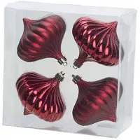 Cosy & Trendy 4x Rode tol kerstballen 10 cm kunststof kerstversiering - Kerstbal