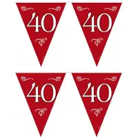 Folat 4x stuks rode vlaggetjes slingers 40 jaar thema 10 meter - Vlaggenlijnen
