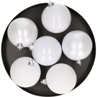 Cosy & Trendy Kerstballen - 6x st - wit - D8 cm - kunststof - Kerstbal