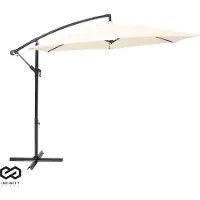 Infinity Goods Zweefparasol - 300CM - Incl. Kruisvoet - Waterdicht - Draai- en kantelbaar - Verstelbare Hoogte - Creme