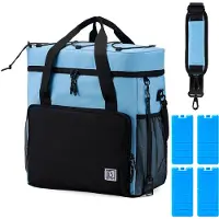 Brisby 4 Laags Geïsoleerde Koeltas - Lunchtas 30 liter - Zwart Blauw