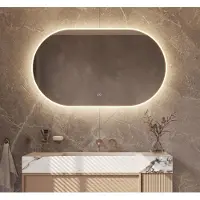Schaere - Ovalen Badkamerspiegel - LED Verlichting - Spiegel Verwarming - Touch Sensor - Dimfunctie - 120x60 cm