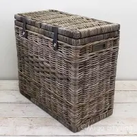 Migo Styling Duo wasmand met leren riem-70x35xH65-Riet-Rotan