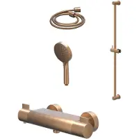 Ivy Aia Pact Glijstangset - 3 Standen Handdouche - Geborsteld Mat Koper PVD - Messing - Kranen, Douchekranen, Douchesets, Opbouw Douchesets, Glijstangsets - Kranen, Douchekranen, Douchesets, Opbouw