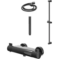 Ivy Aia Pact Glijstangset - Staafhanddouche - Zwart Chroom PVD - Messing - Kranen, Douchekranen, Douchesets, Opbouw Douchesets, Glijstangsets Met - Kranen, Douchekranen, Douchesets, Opbouw douchesets,