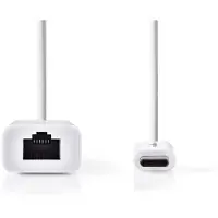 Nedis USB-C naar RJ45 LAN adapter | USB3.0 | CAT6 | wit | 0,20 meter
