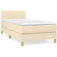 vidaXL Boxspring met matras stof crèmekleurig 100x200 cm