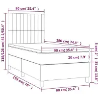 vidaXL Boxspring met matras stof blauw 90x190 cm
