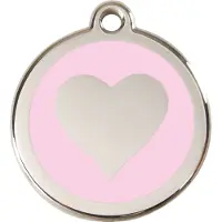 Red Dingo Heart Pink roestvrijstalen hondenpenning medium/gemiddeld dia. 3 cm
