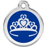Red Dingo Crown Navy roestvrijstalen hondenpenning large/groot dia. 3,8 cm