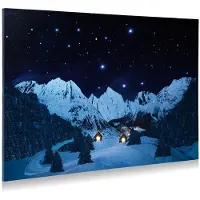 My Village Achtergrond canvas berglandschap nacht 76x56 cm