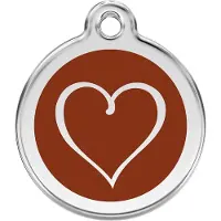 Red Dingo Tribal Heart Brown roestvrijstalen hondenpenning medium/gemiddeld dia. 3 cm