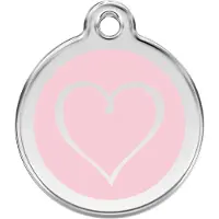 Red Dingo Tribal Heart Pink roestvrijstalen hondenpenning medium/gemiddeld dia. 3 cm