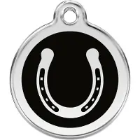 Red Dingo Horse Shoe Black roestvrijstalen hondenpenning medium/gemiddeld dia. 3 cm
