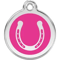 Red Dingo Horse Shoe Hot Pink roestvrijstalen hondenpenning large/groot dia. 3,8 cm