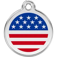 Red Dingo US Flag Navy roestvrijstalen hondenpenning small/klein dia. 2 cm