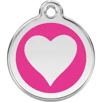 Red Dingo Heart Hot Pink roestvrijstalen hondenpenning medium/gemiddeld dia. 3 cm